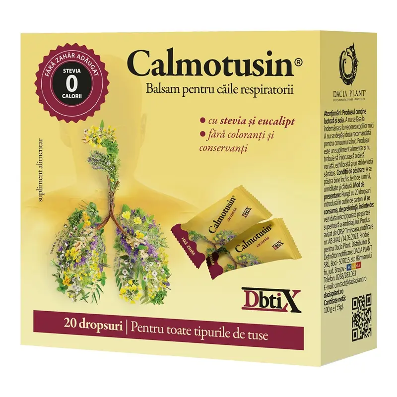 Calmotusin stevia Dbtix drops 20 dropsuri, 100 g – Dacia Plant