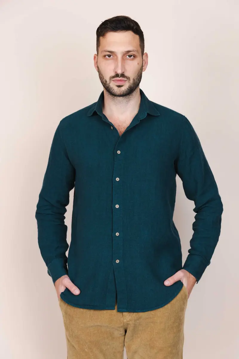 Camasa "Calimani" 100% Canepa - Verde Padure