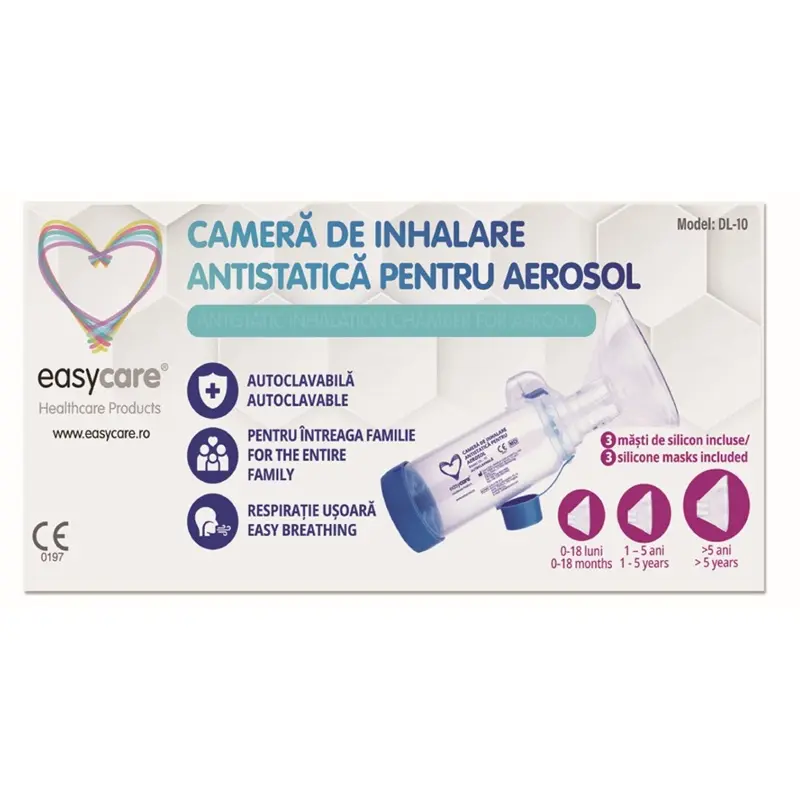 Cameră de inhalare antistatică DL-10 cu 3 măști – Easy Care