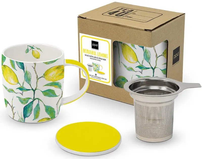 Cana cu capac si infuzor din otel inoxidabil ambalata pentru cadou, 0.35L, beautiful lemongrass Pronat