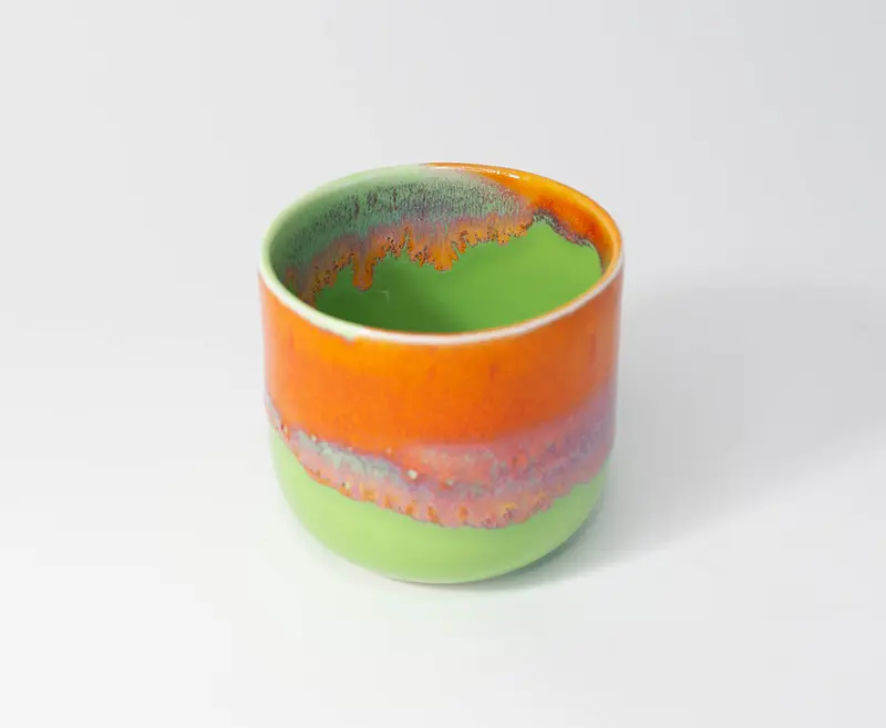 Cana duo glaze verde-portocaliu