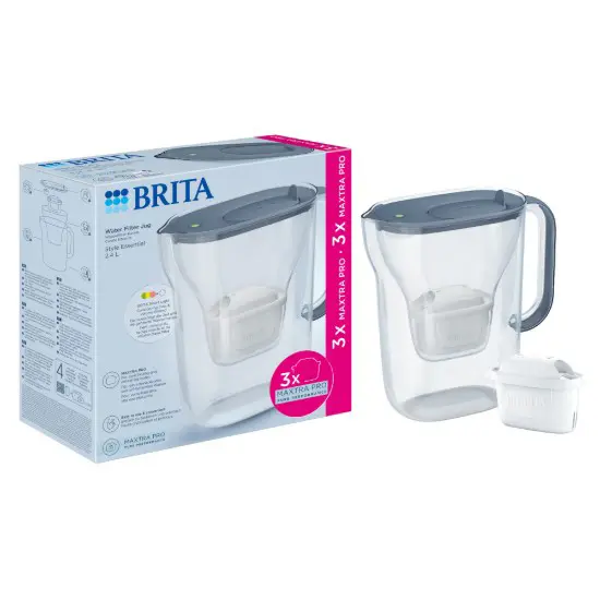 Cana Filtranta Brita Starter Pack Style Essential 2,4 L + 3 Filtre Apa Brita Maxtra Pro (Stone Blue)