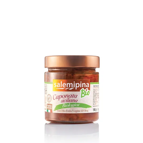 Caponata Siciliana BIO de vinete, 190 gr, SALEMIPINA, legume