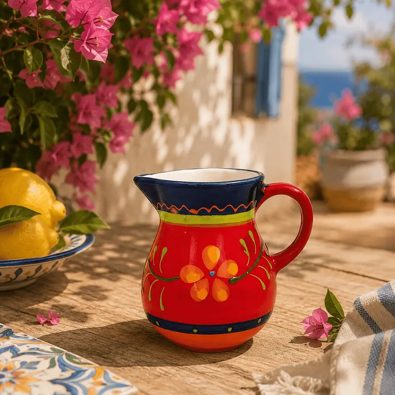 Carafă mica din ceramică artizanală spaniolă Rojo 9 cm