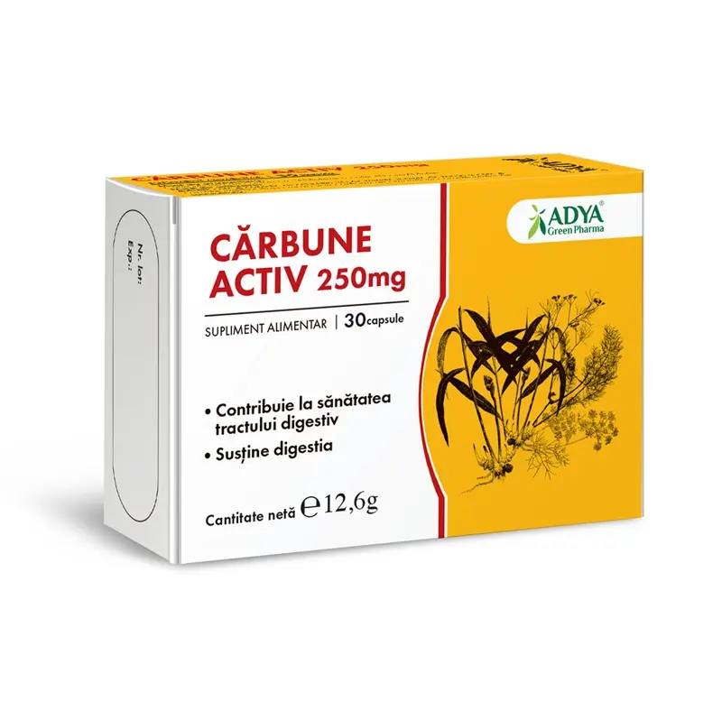 Cărbune activ 250 mg 30 capsule – Adya Green Pharma