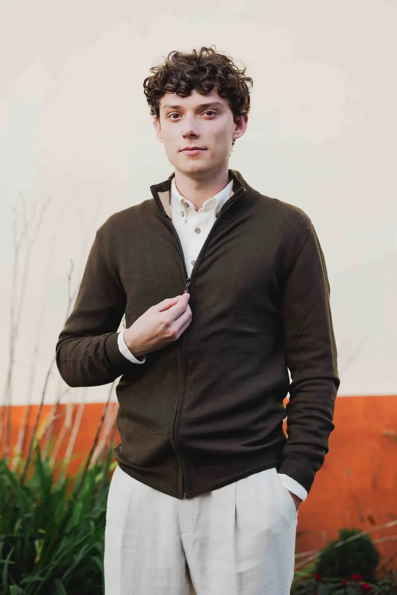 Cardigan MONOR 100% Lana - Maro