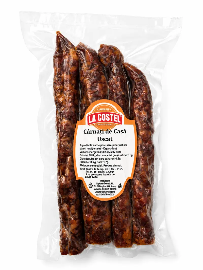 Cârnați de Casă Uscați, 300g, La Costel Carmangerie Sebeș