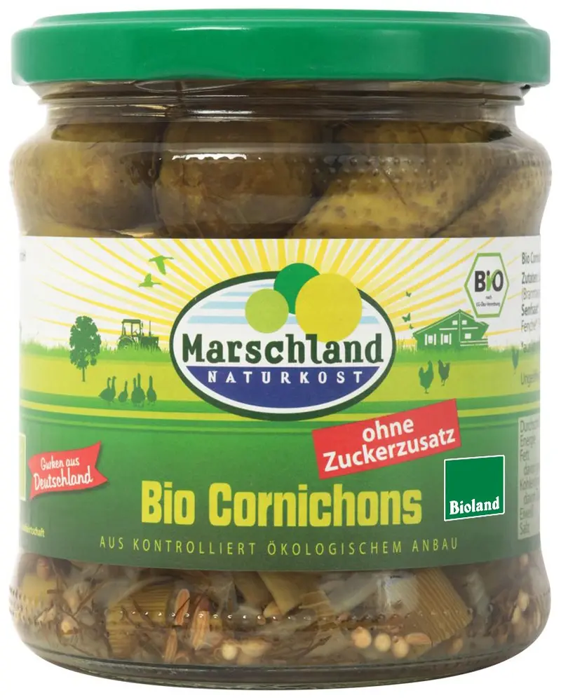 Castraveti Cornison bio in otet, 300 / 190g Marschland Naturkost