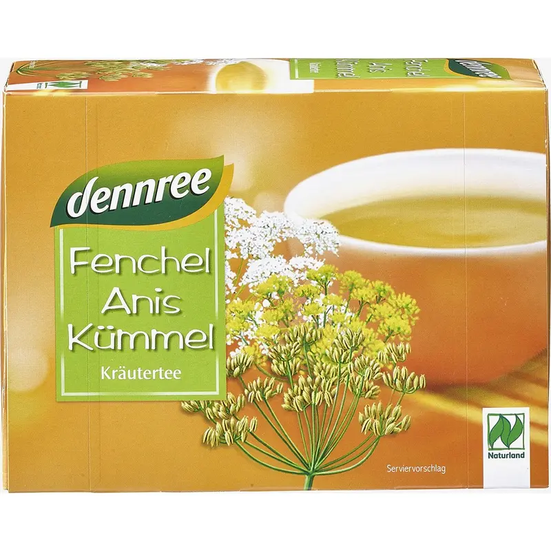 Ceai bio de fenicul anason si chimen, 100g | Dennree
