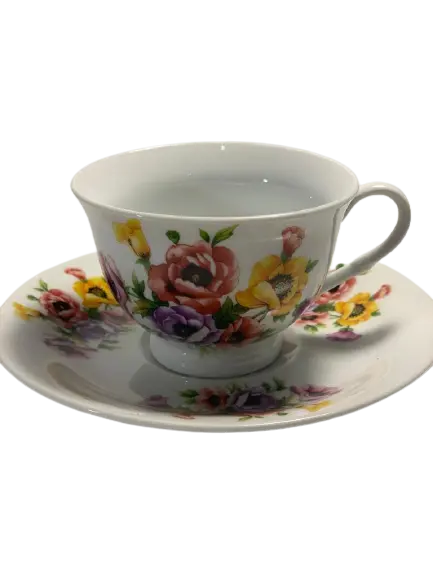 Ceasca si farfurie cafea/ceai B-Poppy, portelan, 100 ml