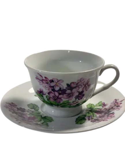Ceasca si farfurie cafea/ceai Lilac, portelan, 100 ml