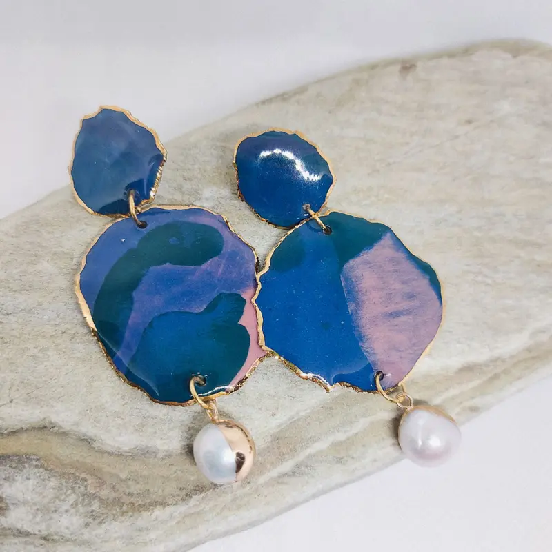 Cercei din Portelan Ocean Deep with Pearl