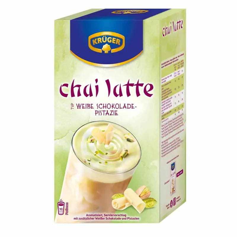 Chai Latte cu Ciocolată Albă și Fistic Kruger 250g - 10 portii