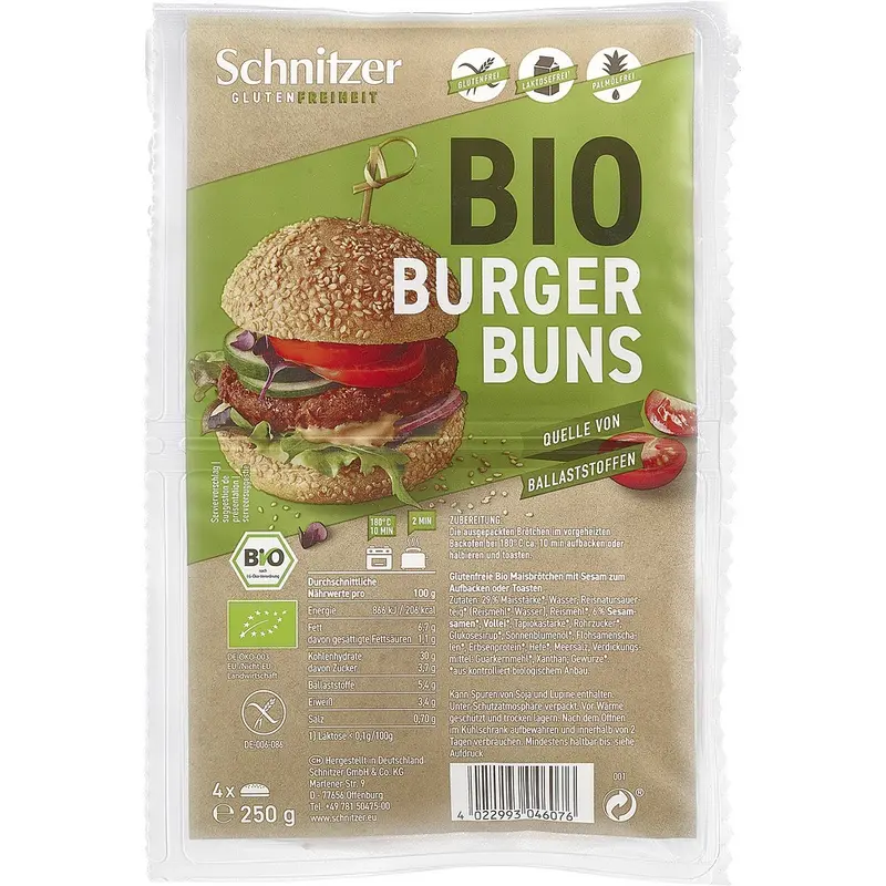 Chifle BIO pentru hamburger fara gluten, 250g