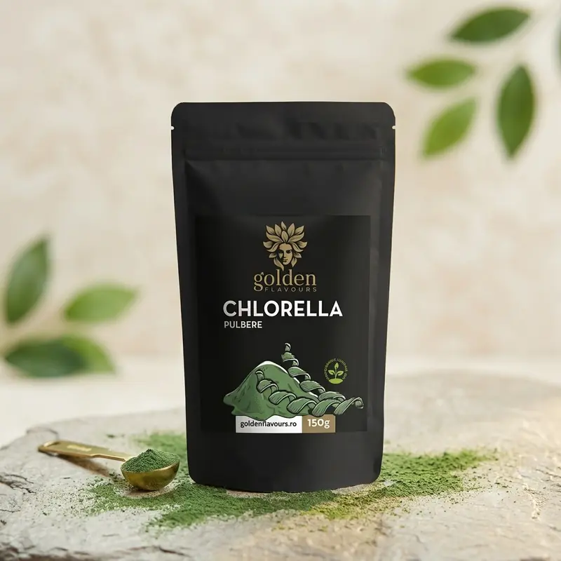 Chlorella Pulbere BIO, Detoxifiere si Metabolism, 150g | Golden Flavours