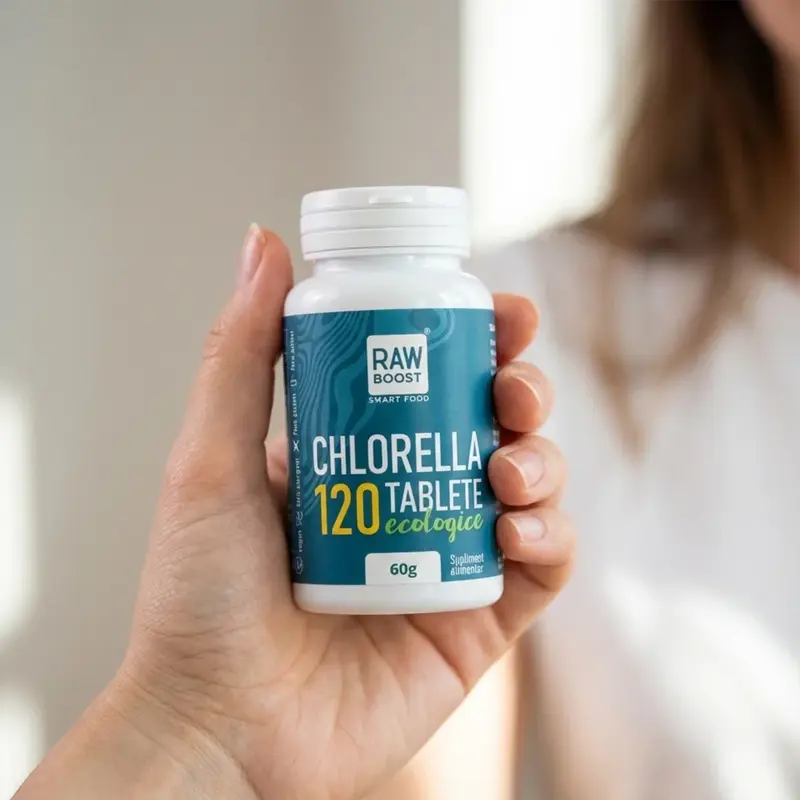 Chlorella Tablete ECO - Flacon - Regenerare, Detoxifiere | Rawboost