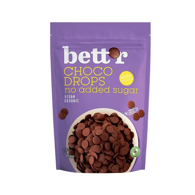 Choco Drops cu Erythritol Fara Zahar Vegan Bettr 200 g