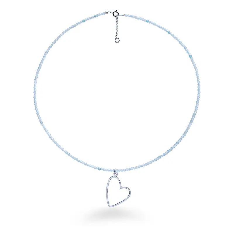 Choker acvamarin „The Heart”
