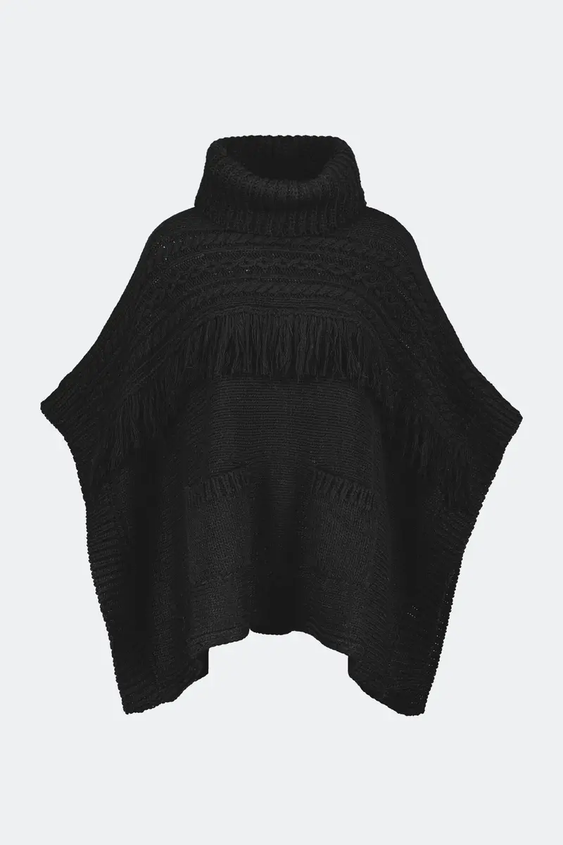 CIBIN Poncho Lana Merino - Negru