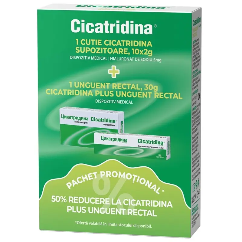 Cicatridina 10 supozitoare + Unguent Plus 30 g – Naturpharma