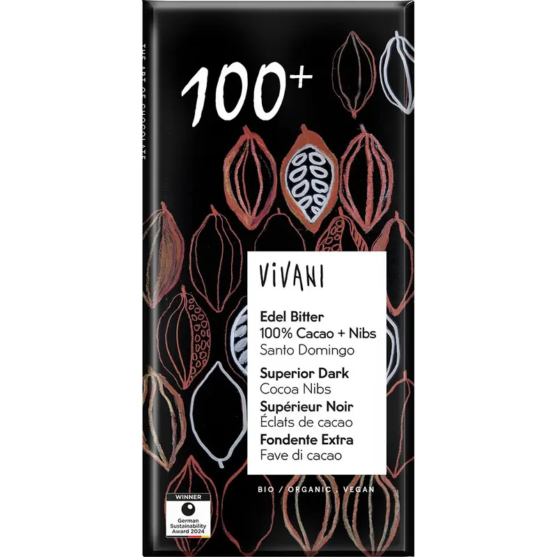 Ciocolata amara 100% cacao vegana, 80g