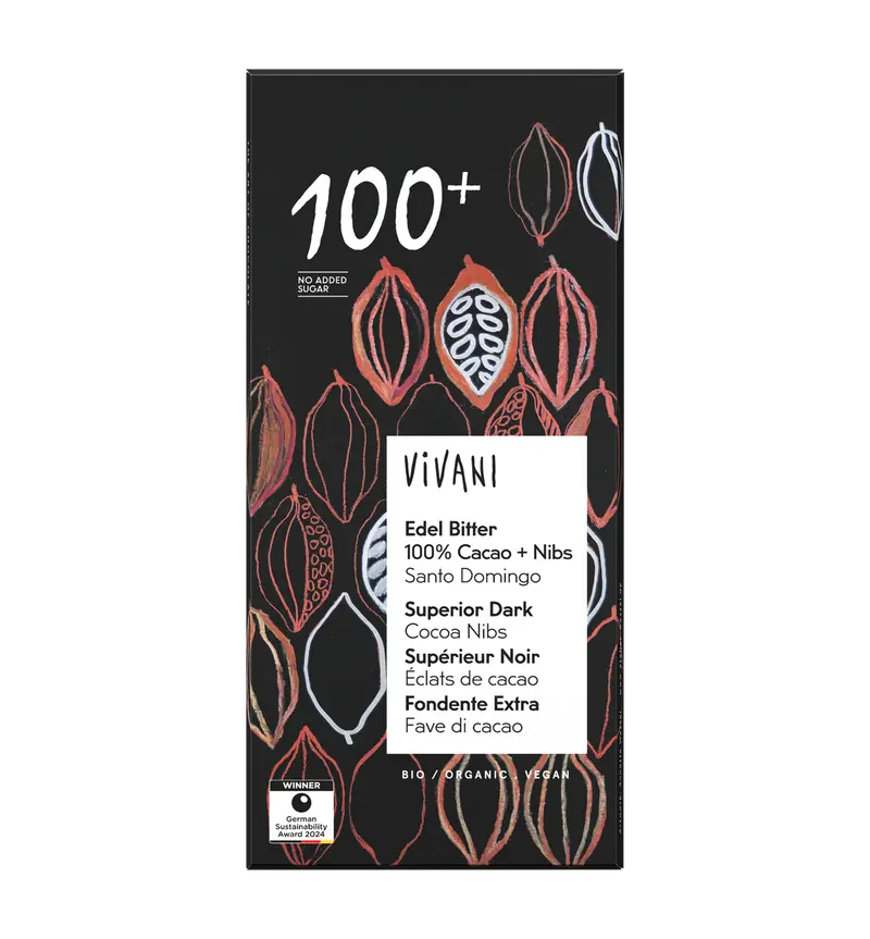 Ciocolata amaruie 100% cacao bio 80g Vivani