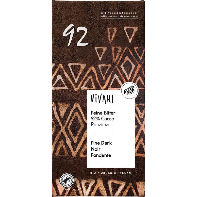 Ciocolata amaruie 92% cacao si zahar de cocos vegana, 80g