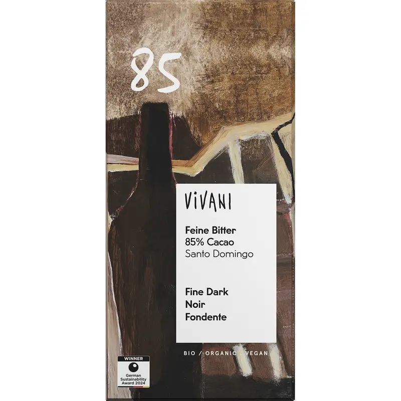 Ciocolata amaruie bio cu 85% cacao vegana, 80g | Vivani