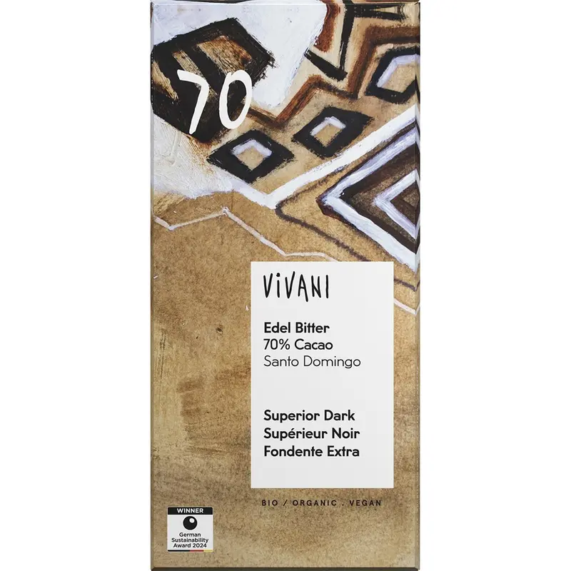 Ciocolata bio amaruie 70% cacao, 80g | Vivani