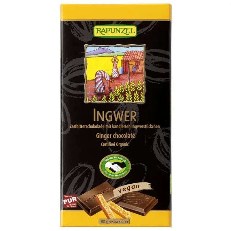 Ciocolata bio amaruie cu ghimbir 55% cacao HIH, 80g