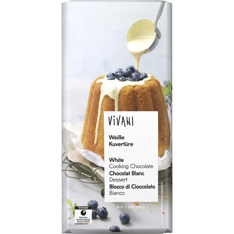 Ciocolata bio cuvertura alba, 150g | Vivani