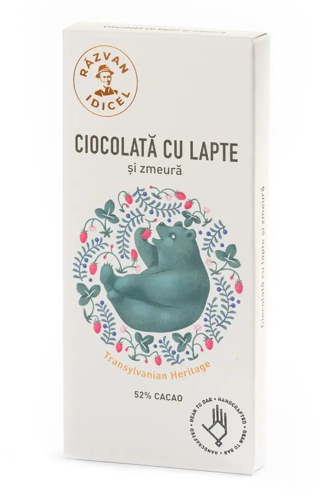CIOCOLATĂ CU LAPTE 52% CACAO ȘI ZMEURĂ 70G RĂZVAN