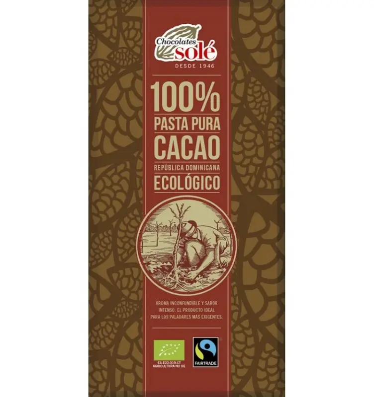 Ciocolată neagră 100% cacao eco 90 g – Chocolates Solé