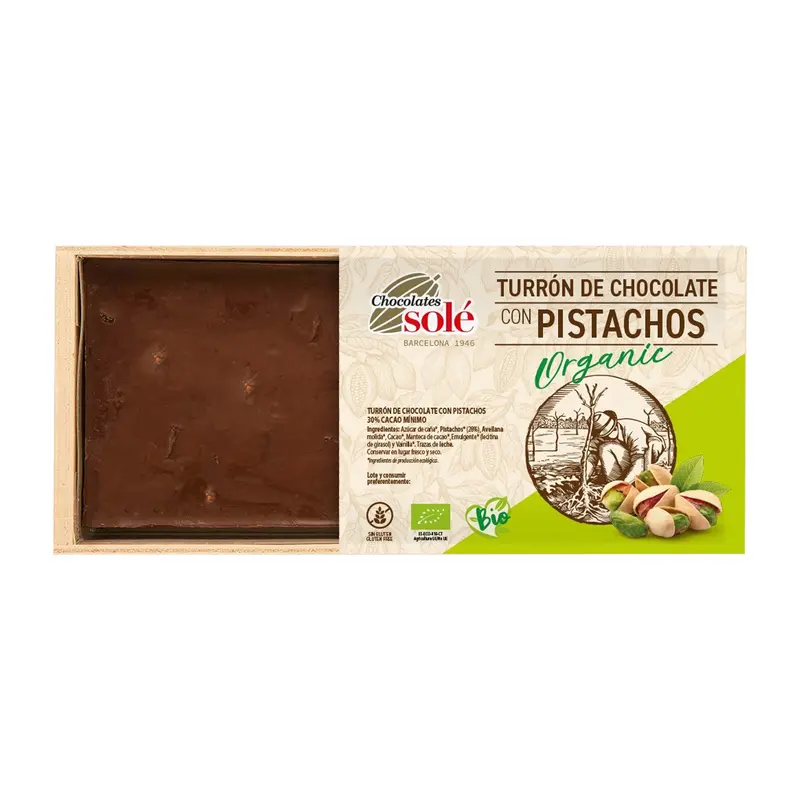 Ciocolată Turron bio cu fistic, 200g Chocolates Sole