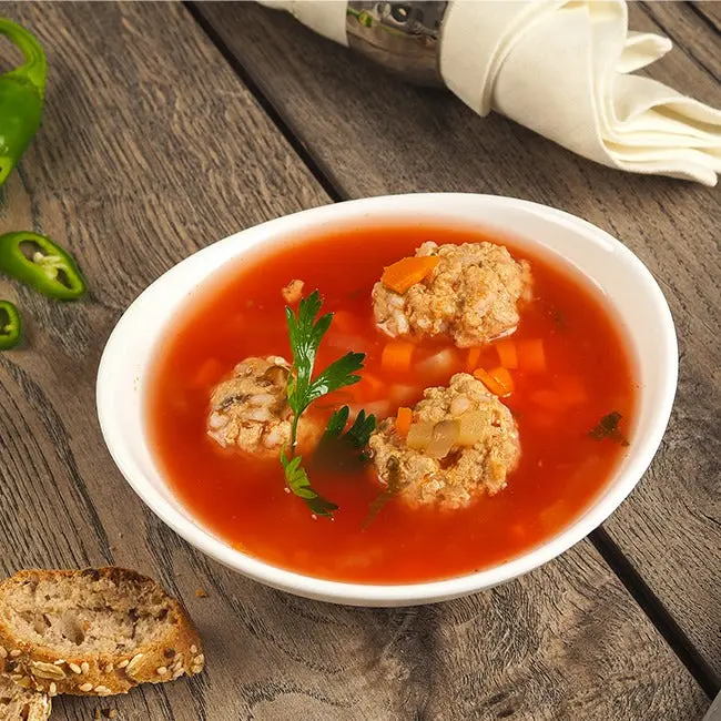 Ciorba de perisoare cu carne de pui