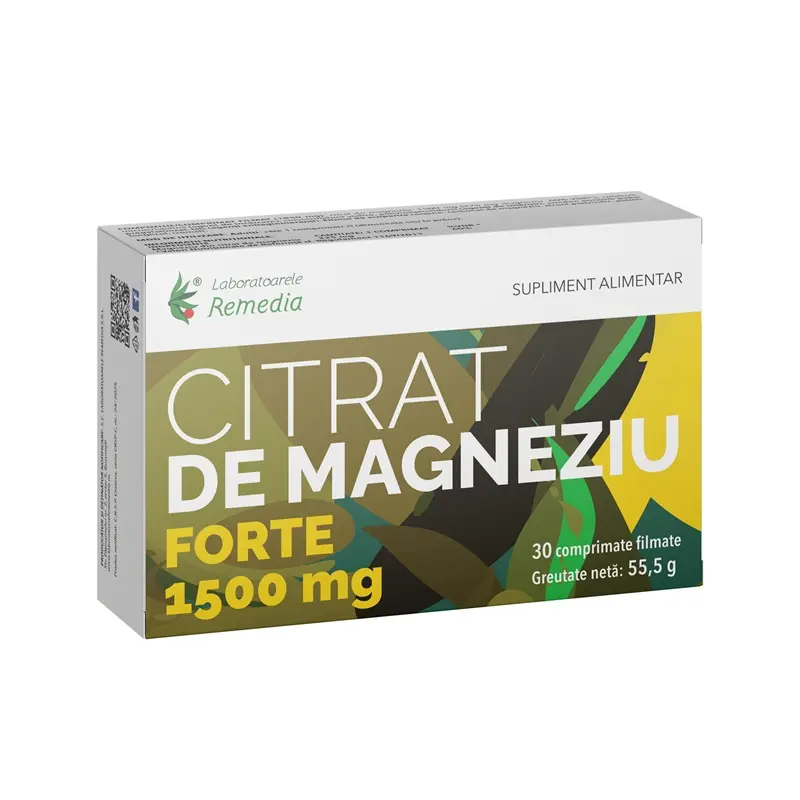 Citrat de magneziu Forte 1500 mg 30 comprimate – Remedia