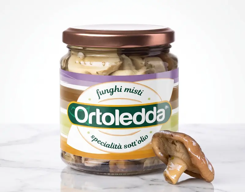 Ciuperci mixte in ulei, Ortoledda, 280 gr, Shiitake, Nameko, Pleurotus