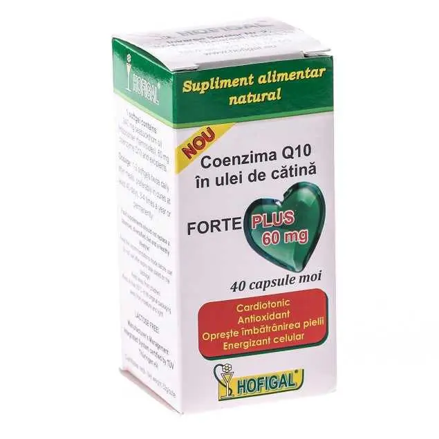 Coezima Q10 in ulei de catina 60mg FORTE PLUS 40cps Hofigal