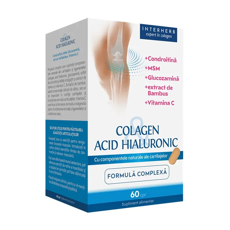 Colagen și Acid Hialuronic Complex 60 comprimate – Interherb