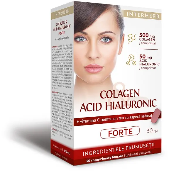 Colagen și Acid Hialuronic Forte 30 comprimate – Interherb