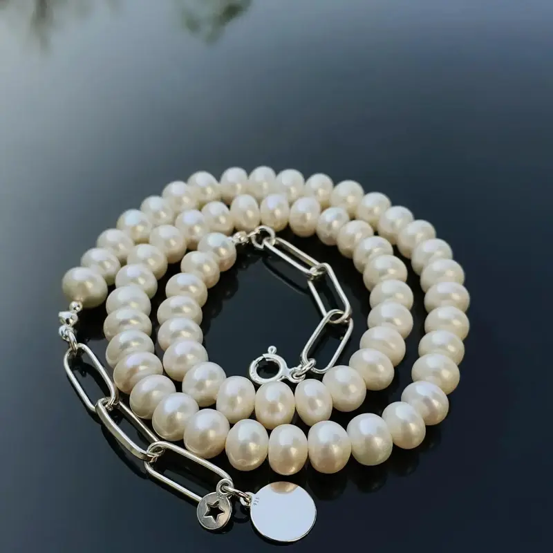 Colier perle naturale si lant argint | Ethereal |