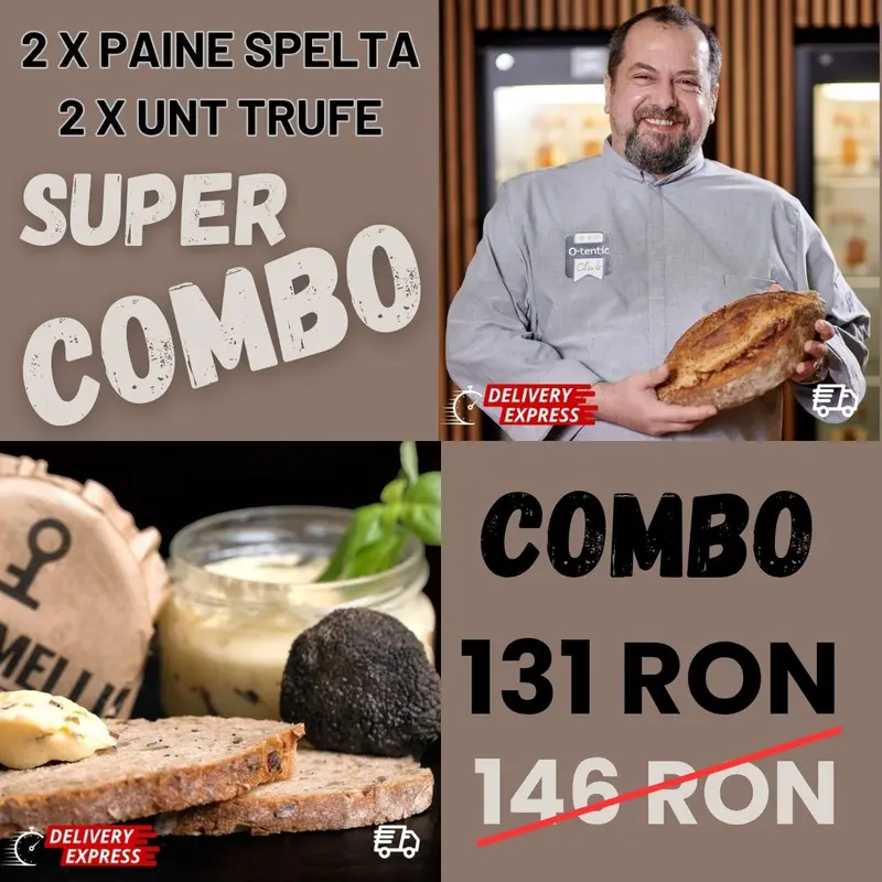 Combo 2 Pâini Spelta și 2 Unt cu Trufe