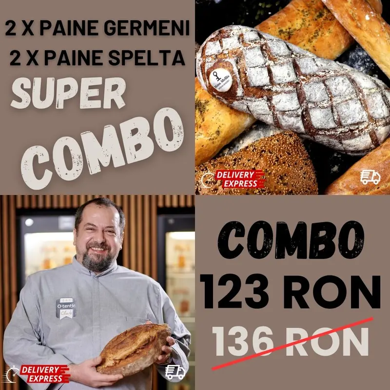 Combo 2xPâini Spelta și 2xPâini Secară cu Germeni