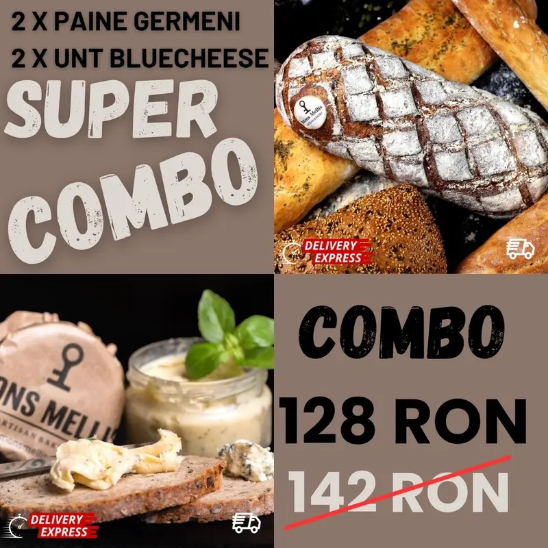 Combo 2xUnt Bluecheese și 2xPâini Secară cu Germeni