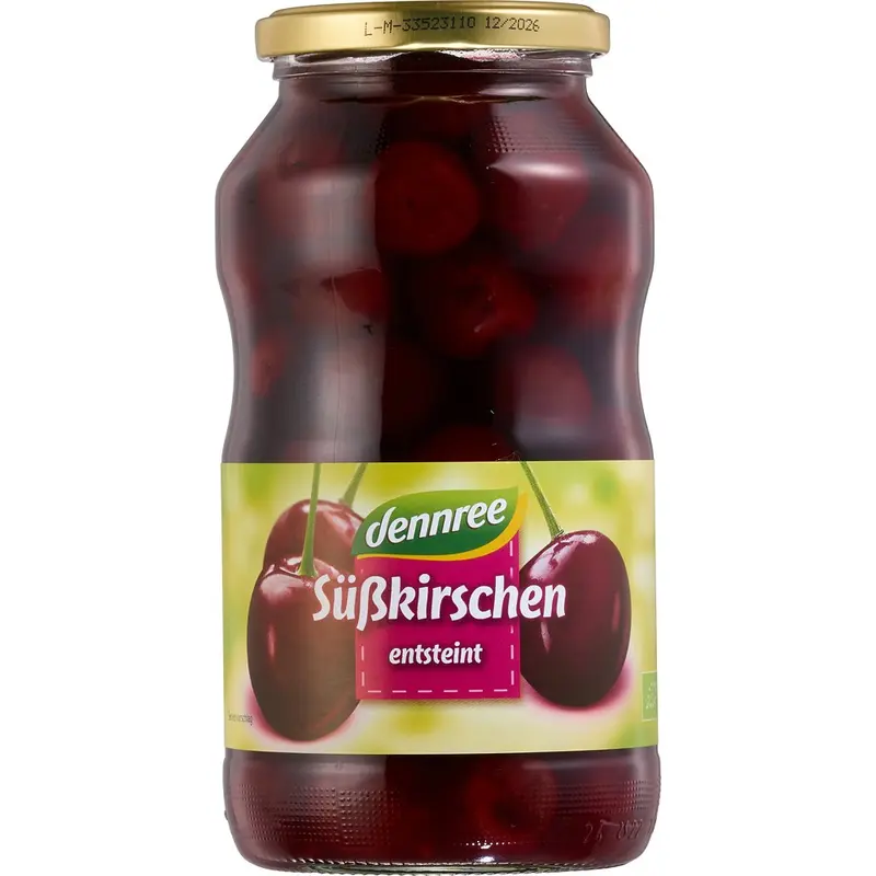 Compot bio de cirese fara samburi, 700g | Dennree