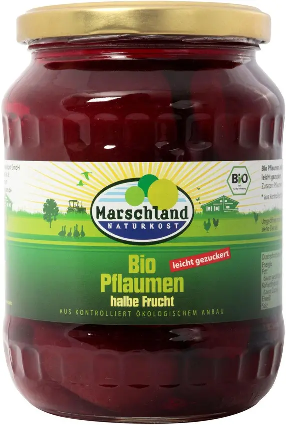 Compot bio de prune jumatati 680g / 375g Marschland Naturkost