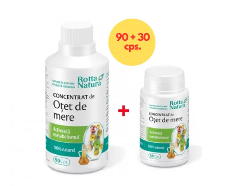 Concentrat de oțet de mere 90 + 30 capsule – Rotta Natura