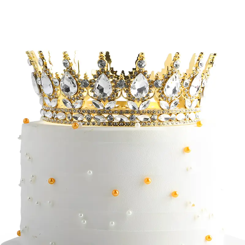 Coronita Topper Tort Auriu Alb 15 CM