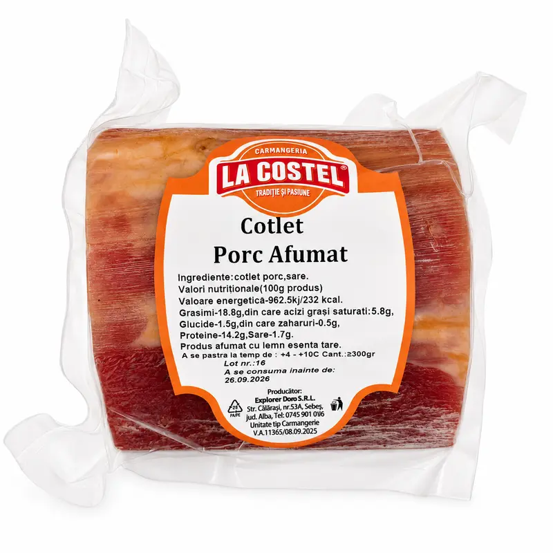 Cotlet porc afumat, 300g, La Costel Carmangerie Sebeș