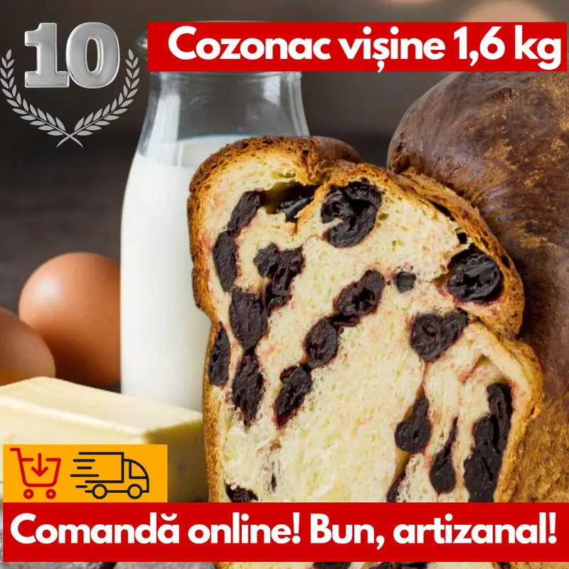 Cozonac artizanal cu Maia și Vișine Confiate 1,6 kg